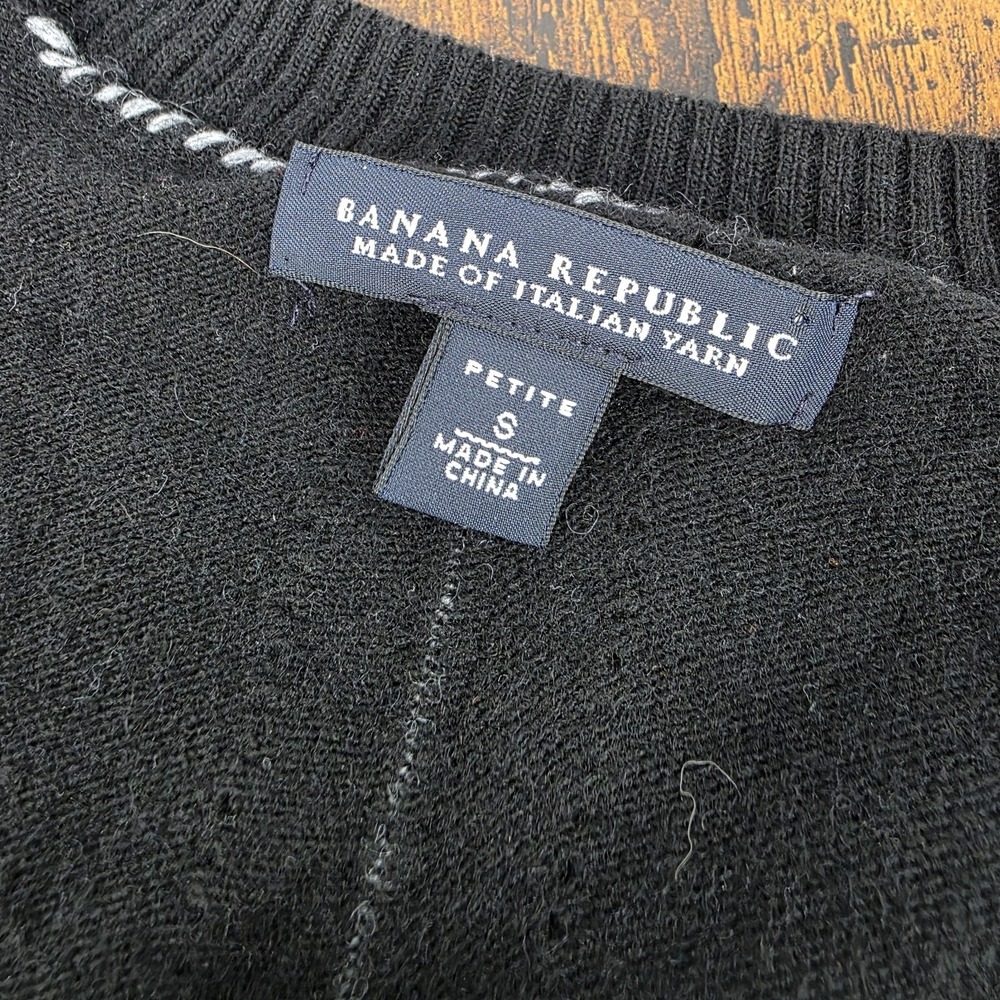 Banana Republic Italian Yarn Wool Cashmere Blend Black Knit Sweater Womens SP - Picture 3 of 7